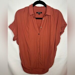 Madewell Womens Central Drapey Shirt in Color Weathered Brick